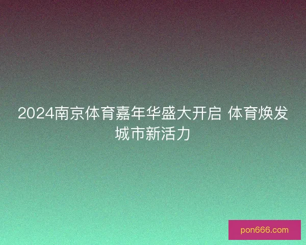 2024南京体育嘉年华盛大开启 体育焕发城市新活力 2024南京体育嘉年华盛大开启 体育焕发城市新活力